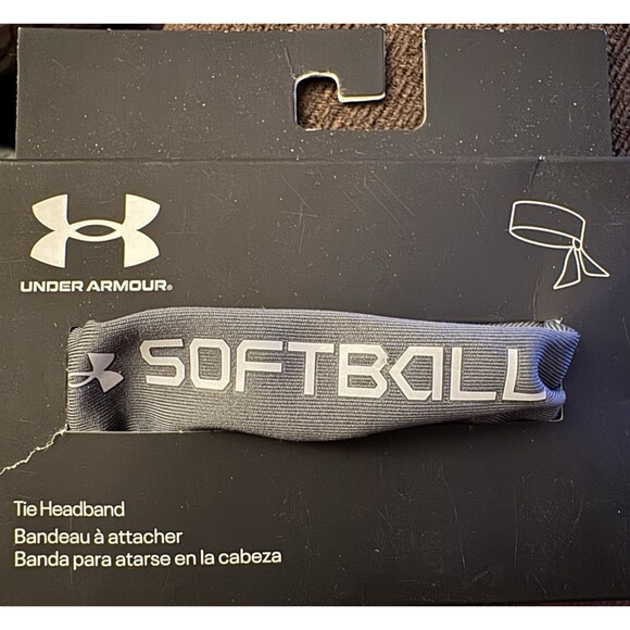 Under Armour Womens Softball Tie Headband Gray One Size Sweatband New - Picture 2 of 3